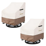 Garvee Patio Chair Covers for Outdoor Furniture, 2-Pack 600D Oxford Protectors up to 31 x 35 x 28 in with Air Vents, UV and Weather Resistance, White Brown
