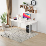 Garvee 79" Dining Table for 6, Farmhouse Wooden Kitchen Tables for Family, Rectangular Industrial Style Dining Room Table with Sturdy Metal Frame, Long Desk for Restaurant, Kitchen, Office,White1 - White & Slate Color
