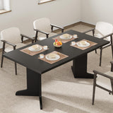 Garvee 71" Dining Table for 6 to 8 People, Modern Dinner Table with Unique Wooden Legs, Rectangle Dining Table for Kitchen, Dining Room & Living Room, Black