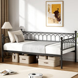 Garvee Twin Size Daybed, Sofa Bed Frame with Metal Steel Slat Support, Heavy Duty Metal Bed Frame, Space Saving, Easy Assembly, for Small Spaces, Living Room, Bedroom, Apartment, Black - Black|Daybed Only