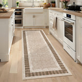 Garvee 2' x 6' Brown Modern Neutral Abstract Runner Rug, Washable Non-Slip Low-Pile Carpet for Hallway, Kitchen, Entryway and Bedroom - Brown