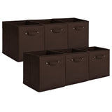 Garvee Collapsible Fabric Storage Bins 6-Pack – 11 Inch Collapsible Open Top Cubes with Faux Leather Handles – Organizer for Closet & Shelves – Durable Storage for Clothes, Toys, Brown & Gray - Brown