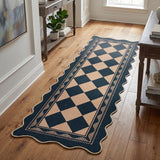 Garvee 2' × 6' Diamond Wave Runner Rug, Soft Washable Jute-Look Polyester Carpet for Hallway, Kitchen and Entryway, Black/Brown - Black Coffee