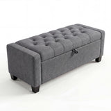 Garvee 50.8in Storage Ottoman Bench with Safety Slow-Close Hinge, Tufted Upholstered Bench for Bedroom Entryway Living Room, Ottoman with Storage, 670 Lbs Weight Capacity 30 Gallons, Gray - Gray