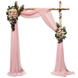 Garvee Artificial Wedding Arch Flowers & Pink Chiffon Veil Kit – 2 Arrangements & 1 Drape – Perfect for Studio Backdrop, Ceremony, Reception – Large 80x50cm, Small 55x35cm, Veil 77x600cm, GM003 + 1 veil, pink - Pink