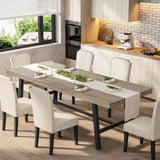 Garvee Extra Large Industrial Dining Table for 8-10 – 86.6'' Heavy Duty Metal Legs, Sturdy Wood Top – Spacious Kitchen, Conference, Dining Room Table – Classic Gray, 2.2 Meters - Grey
