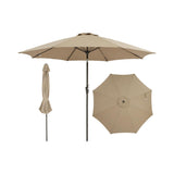 Garvee 10FT Outdoor Patio Umbrella, Outdoor Table Umbrella with Push Button Tilt and Crank, Market Umbrella with 8 Sturdy Ribs, UV Protection Waterproof for Garden Backyard Deck Pool, Brown - Brown