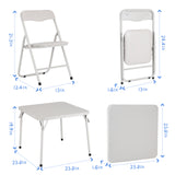 Garvee 5-Piece Foldable Kids Table & Chairs Set - 36" Activity Table with Storage & Upholstered Seats - Space-Saving for Daycares/Travel - Certified - White