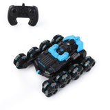 Garvee Exciting 8WD RC Stunt Off-Road Car for Kids – 360° Rotating 8-Wheel Remote Control Vehicle – Dual Batteries – Lights & Music – 2.4GHz Stable Gauge – Blue