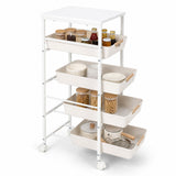 Garvee Slim 5-Tier Rolling Storage Cart with Wooden Top – Space-Saving Utility Organizer with Pull-Out Baskets & Wheels – Ideal for Kitchen, Bathroom, Pantry, Laundry – 32cm Wide MH-2532 - 12.6In