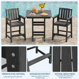 Garvee Adirondack Patio Bar Set, 5-Piece HDPE Set with Bar-Height Table, 4 Armrest Stools and Umbrella Hole, Dark Gray, for Poolside and Balcony - Gray