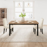 Garvee 3-Piece 78.7" Industrial Dining Table Set with Upholstered High Back Chairs, Rubberwood Legs, MDF Table, Matte Black Metal Frame, Kitchen & Dining Room - Retro
