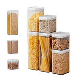 Garvee 6-Piece Double Lid Airtight Storage Jars Set, Food Grade AS+PP+TPE, 2 Large (64oz/1.9L), 2 Medium (37oz/1.1L), 2 Small (23oz/0.7L), White Lids, Stackable, One-Hand Operation, for Grains, Pasta, Nuts,