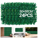 Garvee Artificial Green Wall Panels, 24-Pack 50 x 50 cm UV-Resistant Modular Tiles, Maintenance-Free Green Privacy Fence for Indoor and Outdoor Decor