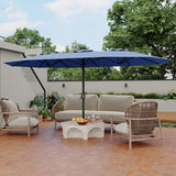 Garvee 15' Double-Sided Rectangular Patio Umbrella, Large Outdoor Pool Umbrella, Blue - Blue