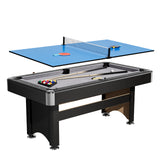 Garvee 6ft 3-in-1 Multi-Game Pool Table, Convertible Billiard Table with Dining and Table Tennis Top, Eco-Friendly Wood Construction for Home Game Room - Gray - Grey