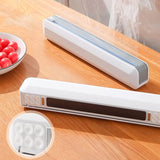 Garvee Magnetic Plastic Wrap Dispenser with Adjustable Cutter – Wall Mounted Food Storage Organizer – Strong Suction Cup, Ideal for Kitchen & Refrigerator – Durable Cling Film & Foil Holder – Grey-White