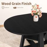 Garvee Extendable Dining Table for 4-8 – Round/Oval, 43.3-59.06 Inch, Space-Saving Design, Wooden Pedestal Base with Storage Shelf, Modern Apartment Kitchen Furniture, Black Embossed