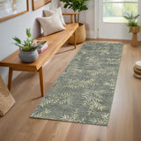 Garvee 2' × 6' Botanical Leaf Runner Rug, Machine Washable Non-Slip Low-Pile Soft Rug for Hallway, Kitchen & Entryway, Moss Green - Moss Green