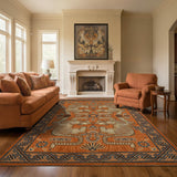 Garvee Large Tibetan Tiger Area Rugs 9x12 for Living Room, Boho Tribal Terracotta Washable Rug Soft Non Slip Vintage Mat Indoor Carpet for Bedroom Dining Room Playroom Nursery Decor - Terracotta
