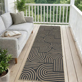 Garvee 2' × 6' Abstract Easy Jute Runner Rug, Washable Non-Slip Indoor Outdoor Rug for Kitchen, Hallway, Entryway & Patio, Black - Black/Natural