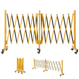 Garvee Expandable Metal Safety Barricade with Casters – Industrial Folding Security Gate – Retractable Driveway Barrier Fence – Iron, Yellow & Black – Double Folding, 6 Brake Wheels – 16ft x 3.4ft – Size: Double folding with 6 brake wheels | iron | yellow - Yellow