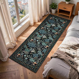Garvee 2' × 6' Mushroom Forest Runner Rug, Soft Washable Low-Pile Polyester Carpet with Non-Slip Backing for Hallway, Kitchen and Entryway, Black - Black