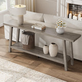 Garvee Extra Long 71" Heavy Duty Console Table for Living Room, Narrow Rustic Farmhouse Sofa Table, Sturdy Skinny Hallway Accent, Vintage Gray - Rustic Grey