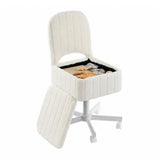 Garvee Large White Vanity Stool with Spacious Storage – Adjustable Height Lift, 360° Swivel Ottoman, Folding Backrest, Silent Wheels, Soft Indentation Rabbit Fur Seat – Makeup Chair for Bedroom, Dressing Table, Office – Color: White, Size: Large, - White|Fur Fabric