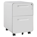 Garvee Metal Mobile File Cabinet with Lock, 2 Drawer Vertical Rolling Filing Cabinet, Under Desk File Storage Cabinet for Home Office Study Room, White - White