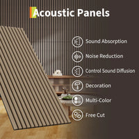 Garvee Set of 6 Modern 3D Fluted Acoustic Wood Slat Wall Panels 47.2" x 23.6" Soundproof Decorative Panels for Home Theater, Office, Studio and Interior Walls, Walnut