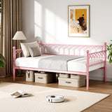 Garvee Twin Size Daybed, Sofa Bed Frame with Metal Steel Slat Support, Heavy Duty Metal Bed Frame, Space Saving, Easy Assembly, for Small Spaces, Living Room, Bedroom, Apartment, Pink - Twin|Daybed Only