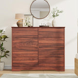 Garvee Modern 8-Drawer Wooden Dresser – Tall Storage Cabinet with Deep Drawers, Wide Top, Cut-Out Handles, Anti-Tip Kit – Ideal for Bedroom, Living Room, Hallway, or Kids Room – Red Walnut - Red Walnut