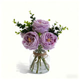 Garvee Artificial White Roses in Vase, Lifelike Faux Flowers Arrangement with Artificial Water, 13×10 Fake Flowers in Vase for Dining Table Centerpiece, Home & Restaurant Decor
