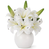 Garvee 3 Pcs Artificial Tiger Lily Flowers, Real Touch Easter Lily Faux Flowers for Home Table Centerpieces Wedding Baby Shower Birthday Party Decoration, UV Resistant - Pink