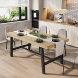 Garvee Large Industrial Dining Table – Sturdy Metal Frame & Rustic Wood – Rectangular Table for 4-6 – Easy Assembly, Ideal for Dining Room, Kitchen, or Home Office, Natural Wood Color 1600 - Natural