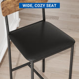 Garvee Set of 6 Counter Height Bar Stools – 25.5'' Upholstered Dining Chairs with Backrest and Footrest – Rustic Brown Barstools for Kitchen Island & Bar – Sturdy and Comfortable – Easy Assembly – Color: System Default
