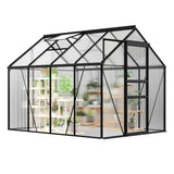 Garvee 6 x 8 FT Polycarbonate Greenhouse with Aluminum Frame, Sliding Door & Adjustable Roof Vent, Heavy-Duty Outdoor Greenhouse for Backyard, Garden, Patio - Black