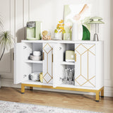 Garvee Modern Accent Buffet Sideboard Cabinet with 4 Doors & Shelves – Versatile Storage for Kitchen, Dining Room, Living Room, Office – Ample Organizer – White