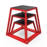 Garvee Heavy-Duty Steel Plyo Box, 12/18/24-Inch Metal Jump Box Set for High-Intensity Training, Strength Conditioning, and Plyometric Workouts - Red - Red