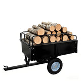 Garvee Utility Trailer for ATV & Lawn Mower, 750 lbs 15 Cu.Ft Steel Garden Trailer with Removable Sides, Pneumatic Tires and Quick Dump Pull Back