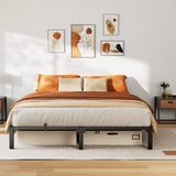 Garvee Heavy Duty Queen Bed Frame, Metal Platform Bed Frame 10 Inch Hight with Reinforced Slats Support, 800 Lbs Load Capacity, Noise Free, No Box Spring Needed and Screws, Tool-Free Assembly - Black|10 Inch Hight