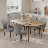 Garvee Set of 4 Modern Dining Chairs - Upholstered Grey Linen, Metal Frame - Stable, Comfortable Seating for Dining Room, Kitchen, Apartment - Neutral Decor - Color: Grey