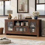 Garvee Farmhouse TV Stand for 55 Inch TV, Entertainment Center with Acrylic Door & Adjustable Shelves, Sideboard Buffet Storage Cabinet for Living Room Bedroom, Rustic Brown - Brown
