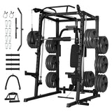 Garvee Smith Machine, 2000LBS Squat Rack for Home Gym, Multi-Function Power Cage Cable Crossover System Strength Training Equipment, Lat Pulldown Machines, 8 Weight Storage Pin, No weight plates
