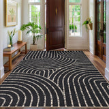 Garvee 6' x 9' Easy Jute Indoor Outdoor Area Rug, Washable Non-Slip Ultra-Thin Faux Jute Rug for Living Room, Dining Room & Patio, Black - Black