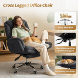 Garvee Criss Cross Ergonomic Dining Chair - Reclining High Back, Adjustable 3-Level Armrests, Hidden Footrest, Executive Comfort, Wheels for Home or Office - Lamb Fleece Black - Black