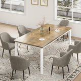 Garvee Industrial Dining Table for 6-8 - 79" Large Rectangular Wooden Table with Sturdy Metal Legs - Rounded Corners - Multipurpose for Kitchen, Dining Room, or Desk - Classic Brown & White, Size: 2m x 0.9m, Color: White + Classic Color