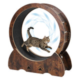 Garvee Low Noise Cat Exercise Wheel – Indoor Wooden Running Treadmill with Removable Carpet Catwalk, Promotes Healthy Activity & Entertainment, Plume Teaser Toy Included – Rust Brown - Rust Brown