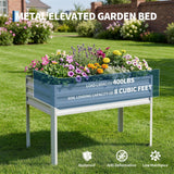 Garvee Elevated Garden Planter, 48 x 24 x 55-Inch Galvanized Metal Raised Bed with Greenhouse Cover, Bird Net and 4 Plant Signs for Patio and Balcony, Gray